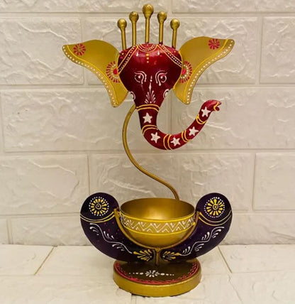 Zyrix Divinity Glow – Metal Ganesha Tealight Holder