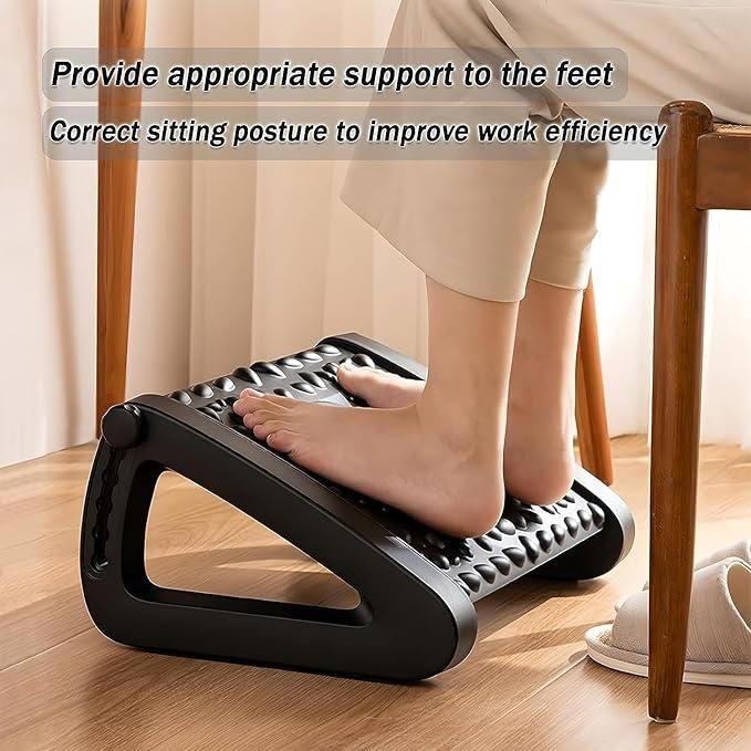 Zyrix ErgoLuxe – Adjustable Footrest Massage Stool